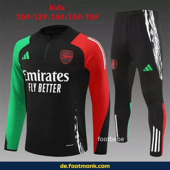 Arsenal Kinder Trainingsanzug 2024/2025 schwarz – Fußballtrikots für Kinder günstig kaufen