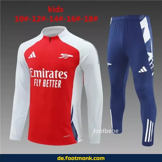 Arsenal Kinder Trainingsanzug 2024/2025 – Rot | Günstige Fußballtrikots für Kinder | Authentische Vereinstrikots