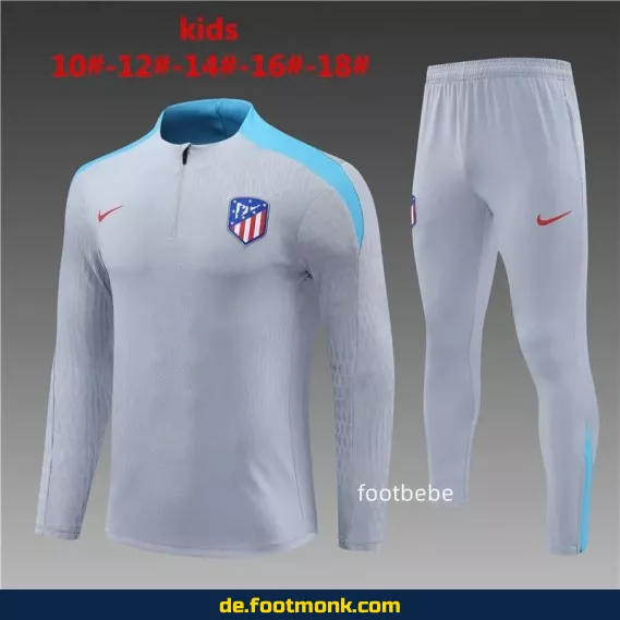 Atletico Madrid Kinder Trainingsanzug 2024/2025 grau – Fußballtrikots für Kinder günstig kaufen