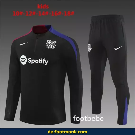 FC Barcelona Kinder Trainingsanzug 2024/2025 - Schwarz | Günstige Fußballtrikots & Vereinstrikots