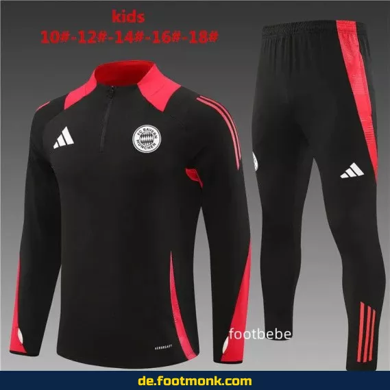 FC Bayern München Kinder Trainingsanzug 2024/2025 – Halbzip Schwarz | Günstige Fußballtrikots & Vereinstrikots