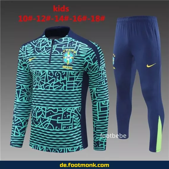 Brasilien Kinder Trainingsanzug 2024/2025 – Blaue Lagune | Günstige Fußballtrikots & Vereinstrikots