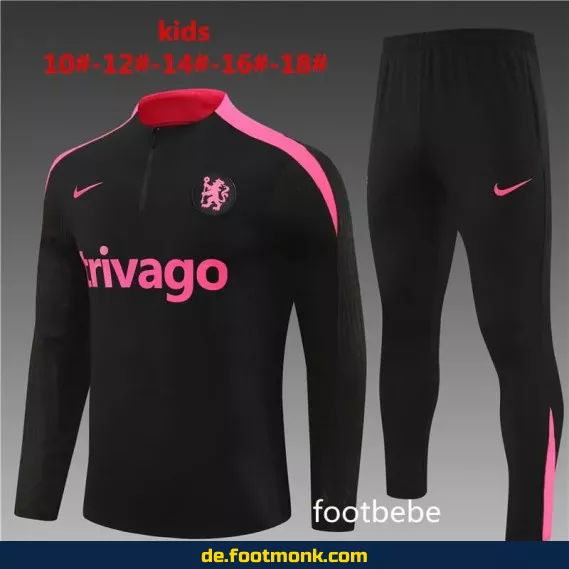 Chelsea Kinder Trainingsanzug 2024/2025 – Fußballtrikot Set Schwarz