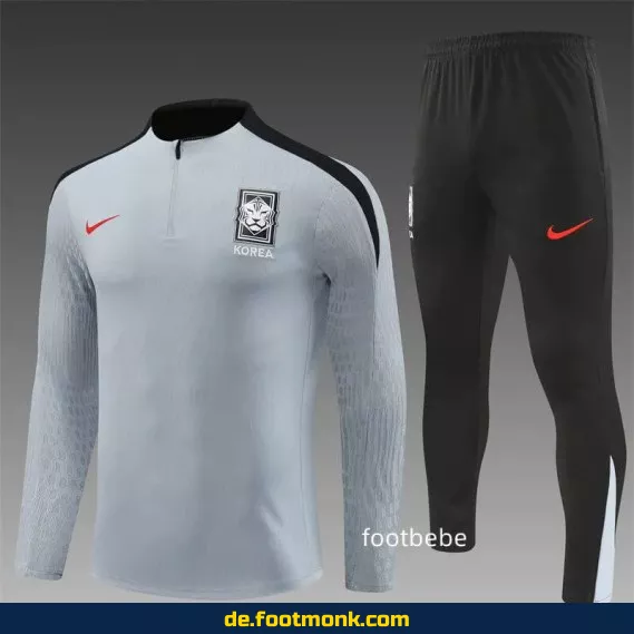 Trainingsanzug Südkorea 2024/2025 Halbzip Grau – Fußballtrikot Shop