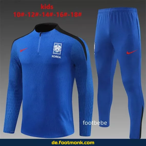 Kinder Trainingsanzug Südkorea 2024/2025 – Halbzip blau – Fußballtrikots günstig online kaufen