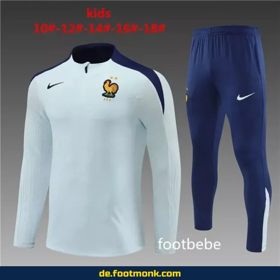 Frankreich Nationalmannschaft Trainingsanzug Kinder 2024/2025 – Hellblau | Günstige Fußballtrikots Online Kaufen | Adidas & Nike