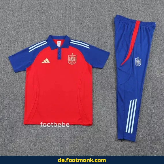 Fußball Trainingsanzug Spanien 2025/2026 rot – Authentisches Polo Trikot für Herren & Damen