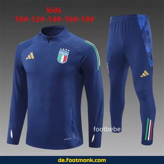 Kinder Trainingsanzug Italien 2024/2025 Halbzip Blau – Fußballtrikot Set günstig kaufen