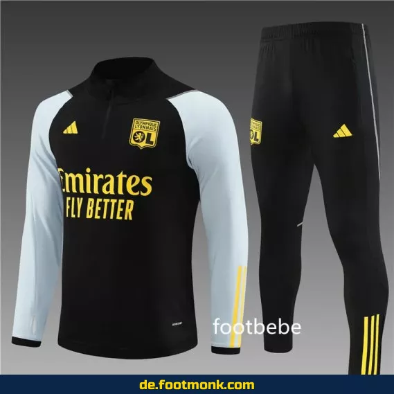OL Lyon Trainingsanzug 2023/2024 Halbzip-Damen/Herren - Schwarz | Offizieller Stil | Fußball-Trikots & Vereinsbekleidung