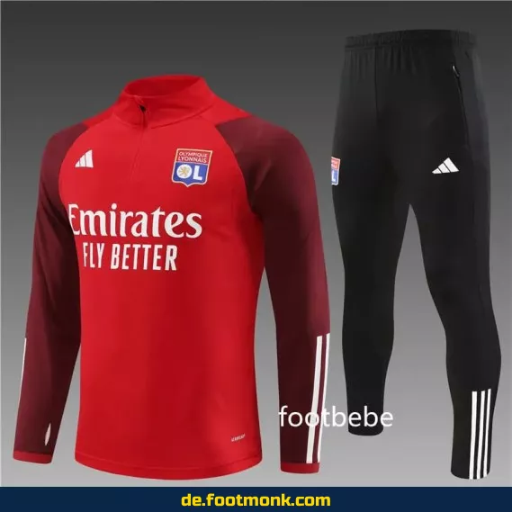 OL Lyon 2023/2024 Trainingsanzug Halbzip-Rot – Fußballtrikot & Vereinsoutfit