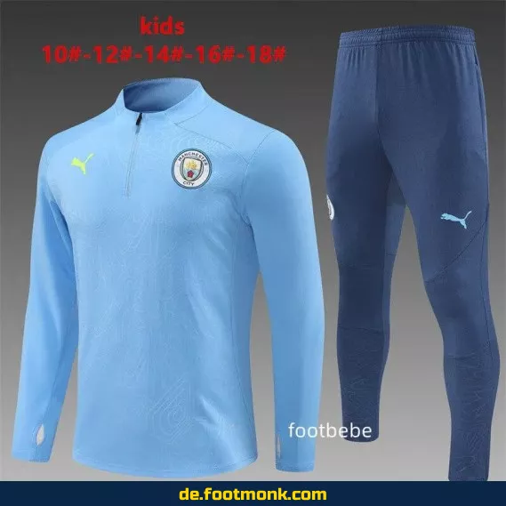 Manchester City Kinder Trainingsanzug 2024/2025 – Blaues Fußballtrikot Set für Jungen & Mädchen | Günstige Fussballtrikots online kaufen