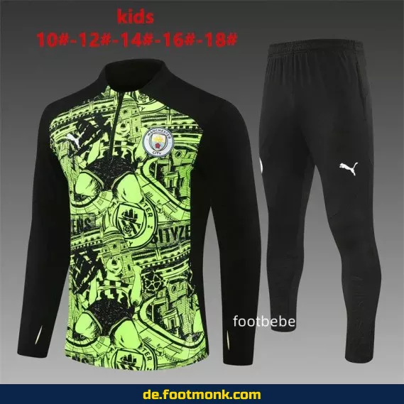 Manchester City Kinder Trainingsanzug 2024/2025 – Fluo Grün | Günstige Fußballtrikots & Vereinstrikots Online Kaufen