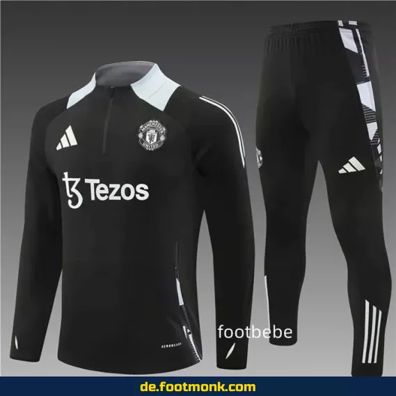Manchester United Trainingsanzug 2024/2025 – Halbzip-Damen/Herren in Schwarz – Offiziell lizenziert