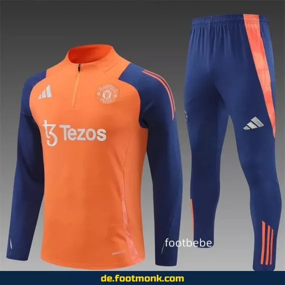 Manchester United 2024/2025 Halbzip-Trainingsanzug Orange – Fußballtrikot Herren/Damen, Authentisches Vereinstrikot, Nike/Adidas, Günstig Online Kaufen