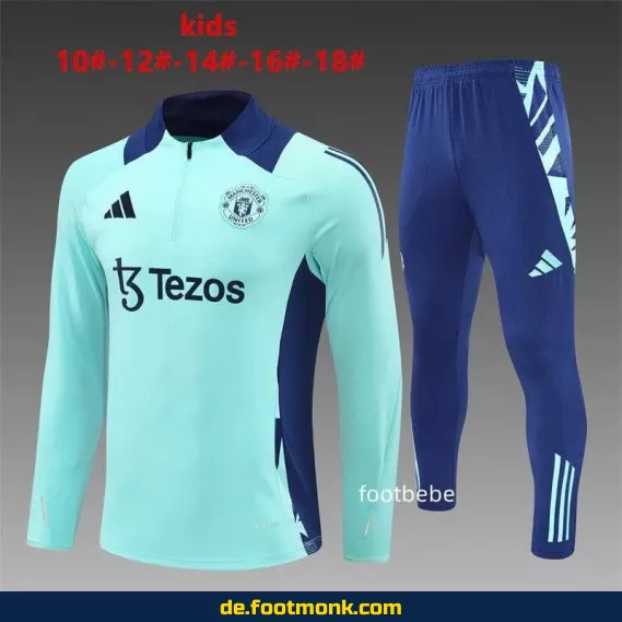 Manchester United Kinder Trainingsanzug 2024/2025 – Blaues Fußballtrikot Set für Jungen & Mädchen | Günstige Vereinstrikots | Nike/Adidas