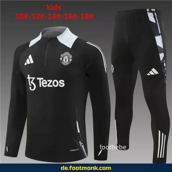 Manchester United Kinder Trainingsanzug 2024/2025 schwarz – Günstige Fußballtrikots & Vereinstrikots für Kinder