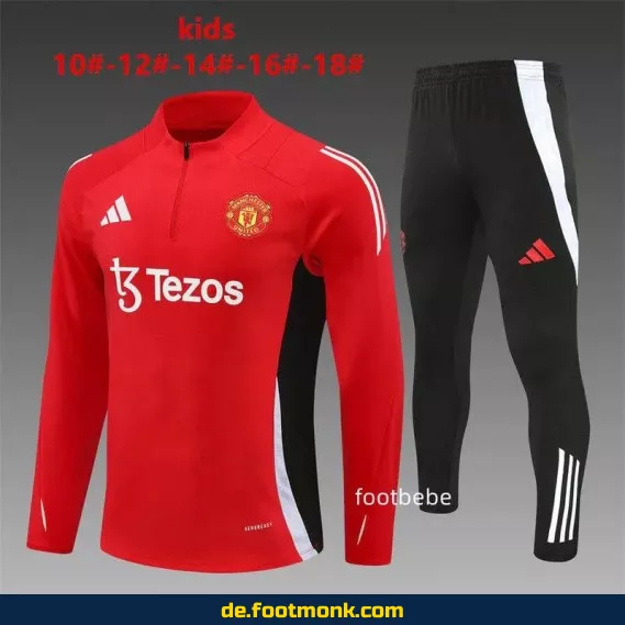 Manchester United Kinder Trainingsanzug 2024/2025 – Rot | Günstige Fußballtrikots für Kinder | Authentische Vereinstrikots | Nike/Adidas