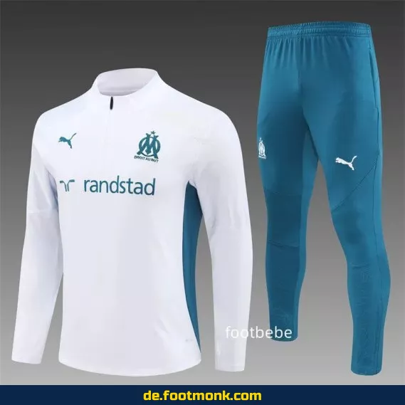 OM Marseille Trainingsanzug 2024/2025 – Halbzip Herren (Weiß) | Fußball-Trikots günstig kaufen