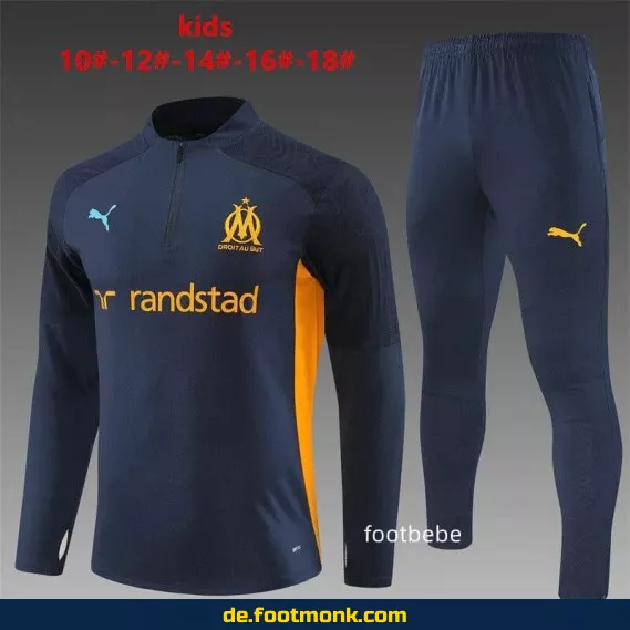 Kinder Fußballtrikot Marseille OM 2024/2025 - Dunkelblau | Günstige Vereinstrikots | Authentische Fußballtrikots für Kinder