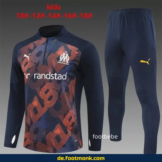 Kinder Fußball Trainingsanzug Marseille 2024/2025 – Camouflage Blau Royal – Günstige Fußballtrikots & Vereinstrikots
