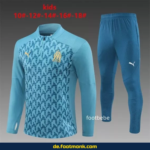 Kinder Fußballtrikot Marseille 2024/2025 – Blaues Trainingsanzug-Set | Günstige Vereinstrikots für Jungen & Mädchen