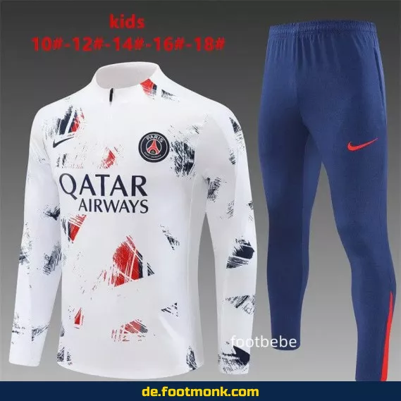 PSG Kinder Trainingsanzug 2024/2025 – Camouflage Weiß | Günstige Fußballtrikots | Authentische Vereinstrikots