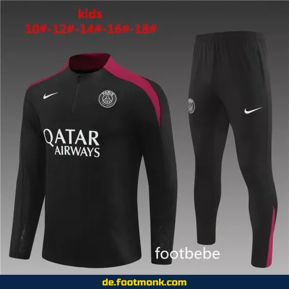 PSG Kinder Trainingsanzug 2024/2025 Schwarz – Fußballtrikots für Kinder günstig kaufen