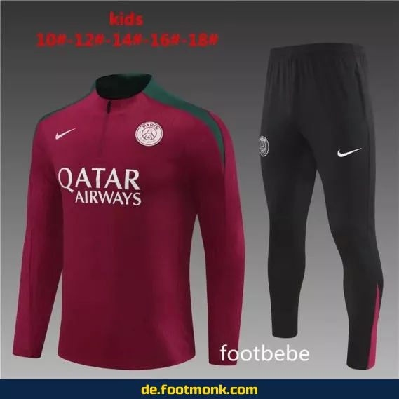 PSG Kinder Trainingsanzug 2024/2025 rot – Fußballtrikots für Kinder günstig kaufen | Authentische Vereinstrikots
