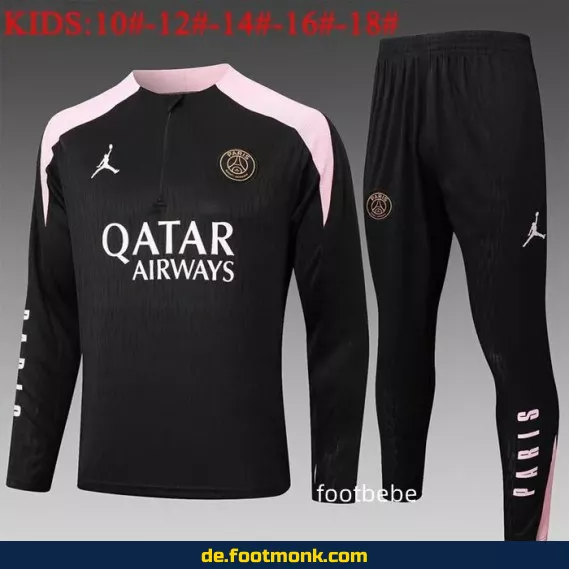 PSG Jordan Kinder Trainingsanzug 2024/2025 - Schwarz & Rosa | Offizielles Fußballtrikot | Günstige Fußballtrikots für Kinder | Nike Vereinstrikot