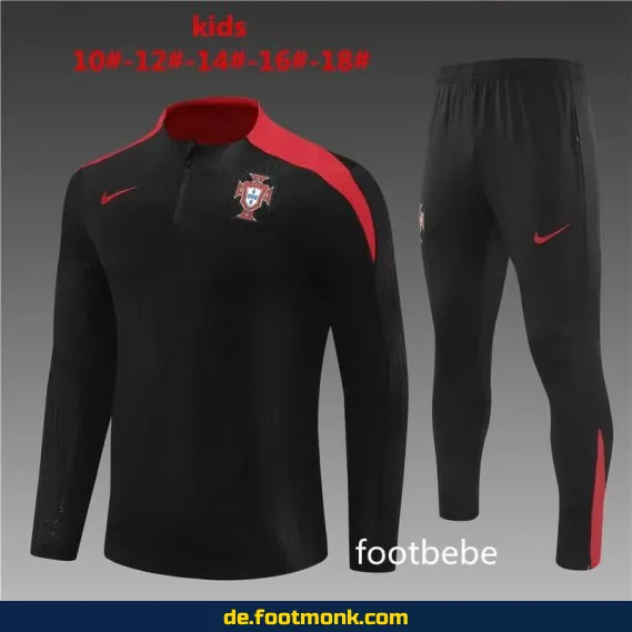 Portugal Kinder Trainingsanzug 2024/2025 schwarz – Fußballtrikots für Kinder günstig kaufen