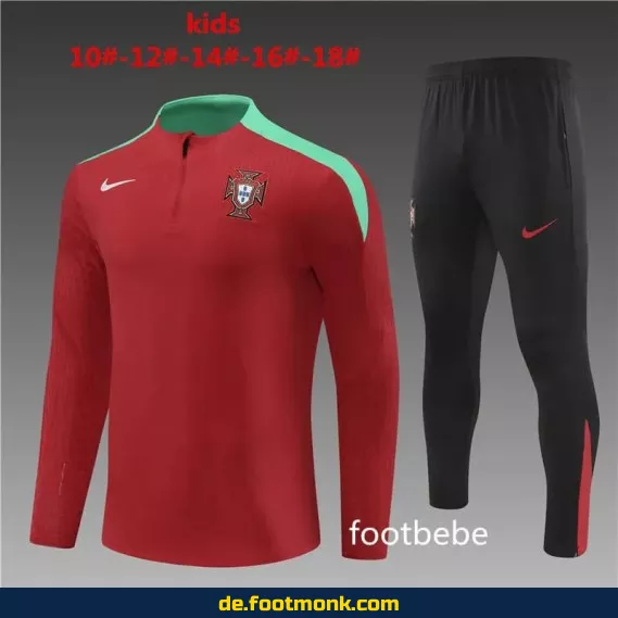 Portugal Kinder Fußball Trainingsanzug 2024/2025 rot – Günstige Fußballtrikots online kaufen