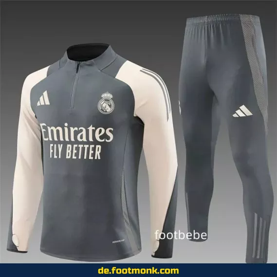 Real Madrid Trainingsanzug 2024/2025 Halbzip Grau – Fußballtrikots Herren & Damen