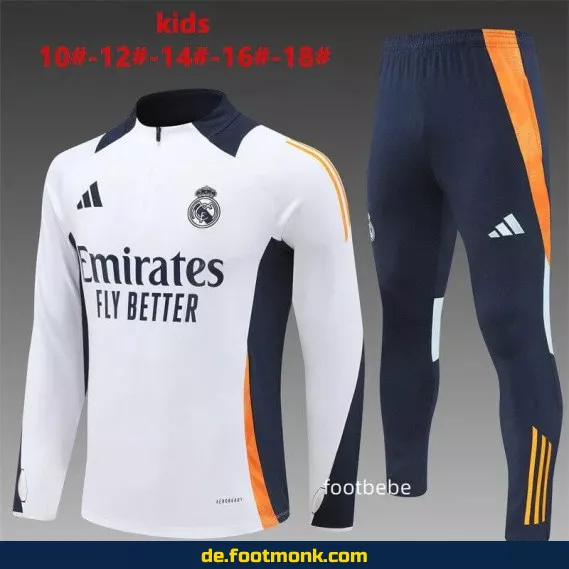 Real Madrid Kinder Trainingsanzug 2024/2025 Weiß – Günstige Fußballtrikots Online Kaufen