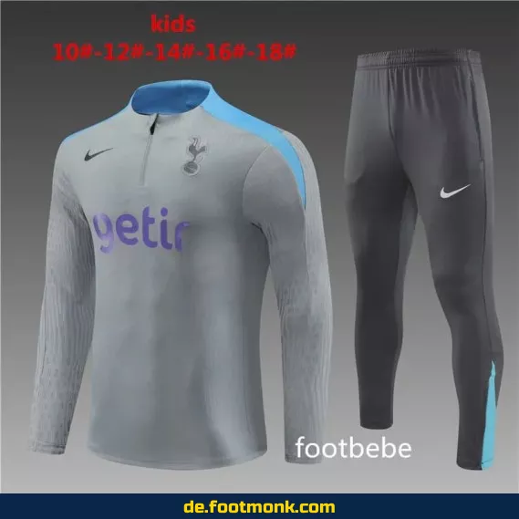 Tottenham Kinder Trainingsanzug 2024/2025 – Grau | Günstige Fußballtrikots & Vereinstrikots für Kinder